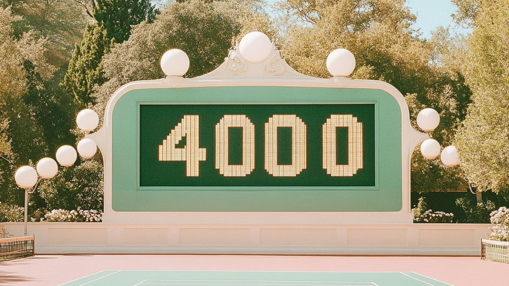 ethereal tennis scoreboard on a tennis court