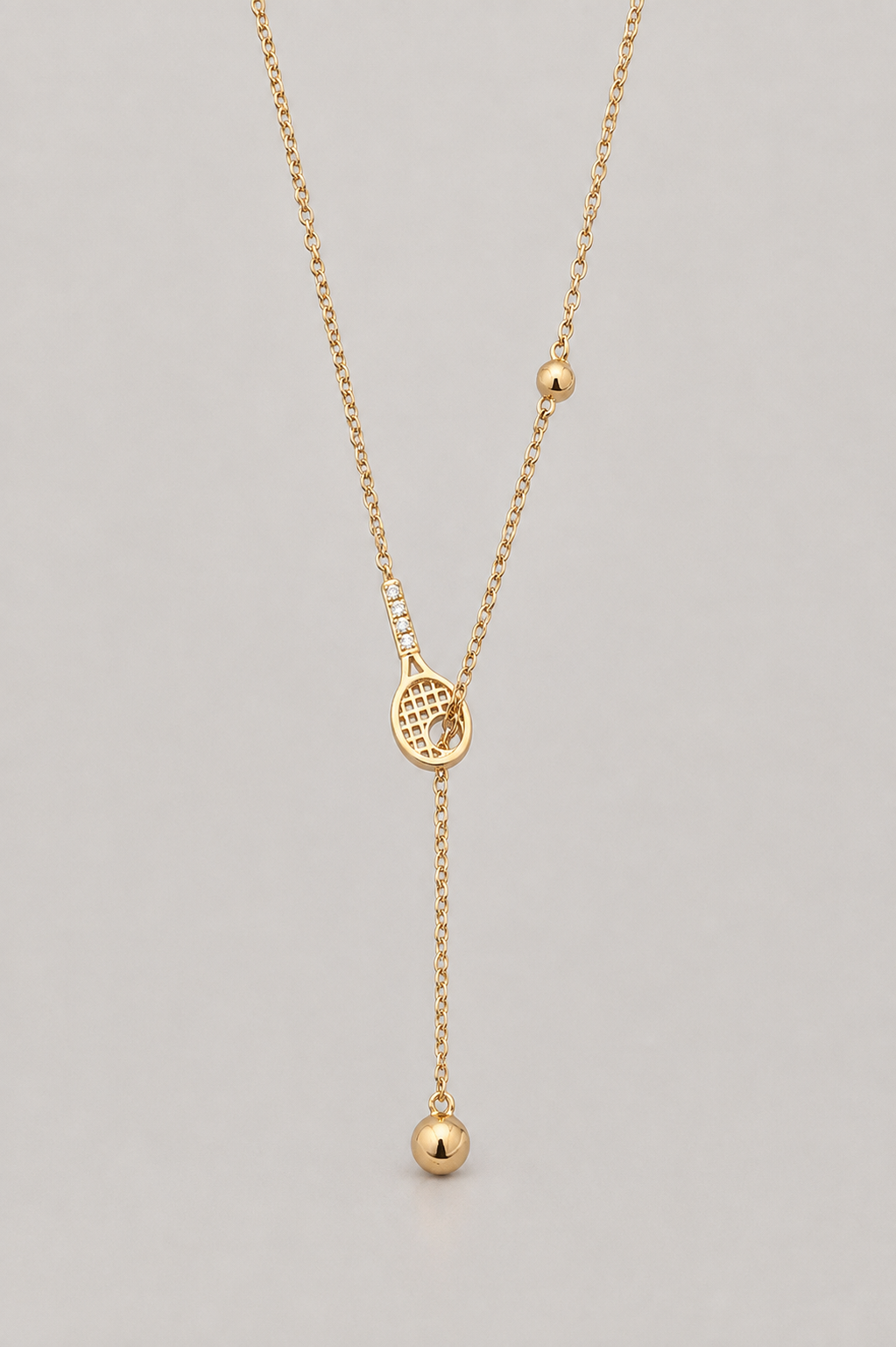 Ball Through Tennis Racquet Necklace