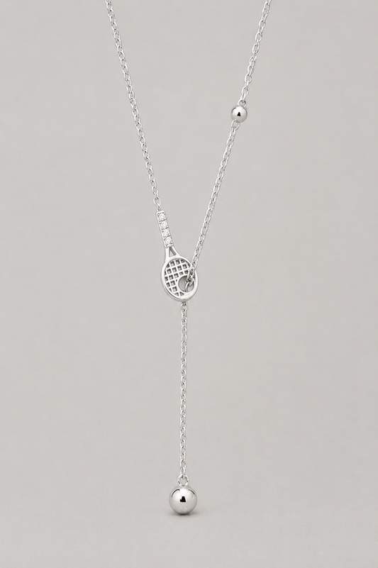 Ball Through Tennis Racquet Necklace