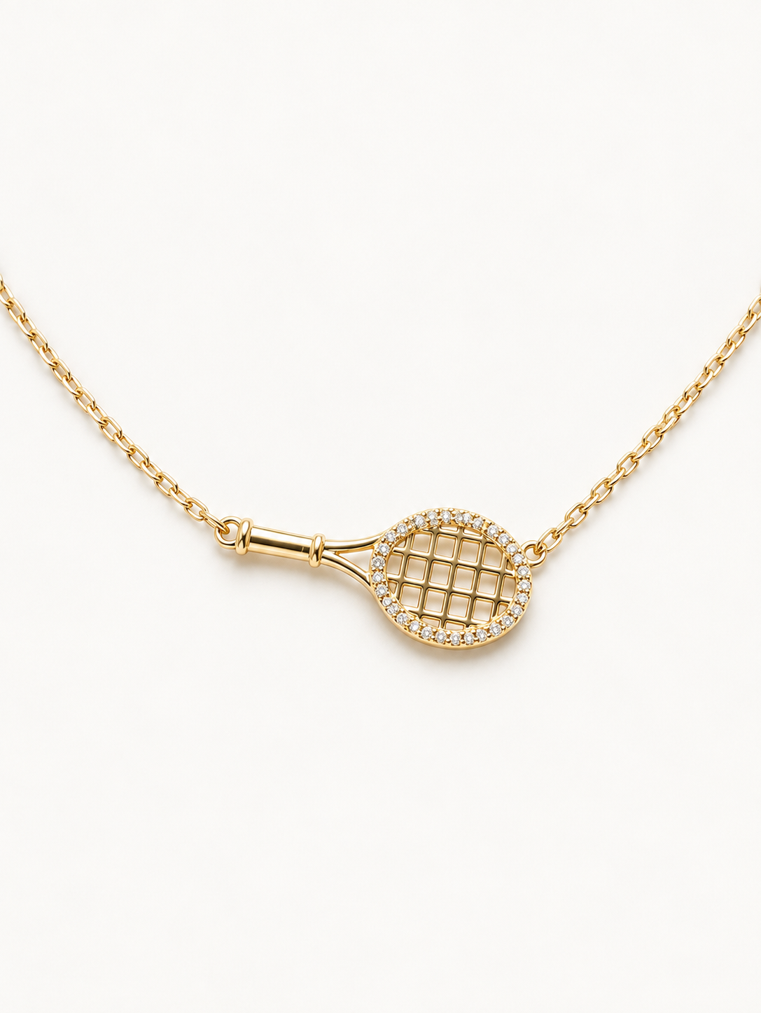 Sideways Tennis Racquet Necklace