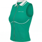 Angled product image of a green women’s tennis tank top, showcasing tailored fit and performance construction.