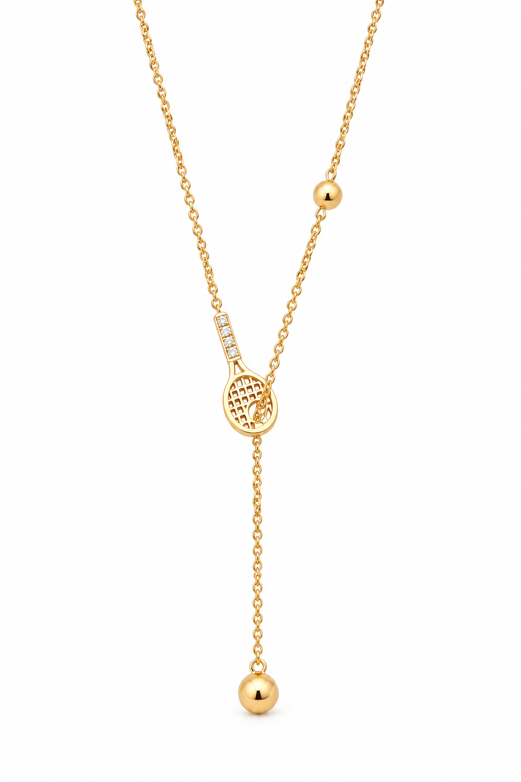 Ball Through Tennis Racquet Necklace