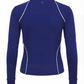 Back view product image of a women’s tennis jacket highlighting streamlined design for long sleeve tennis outfits.