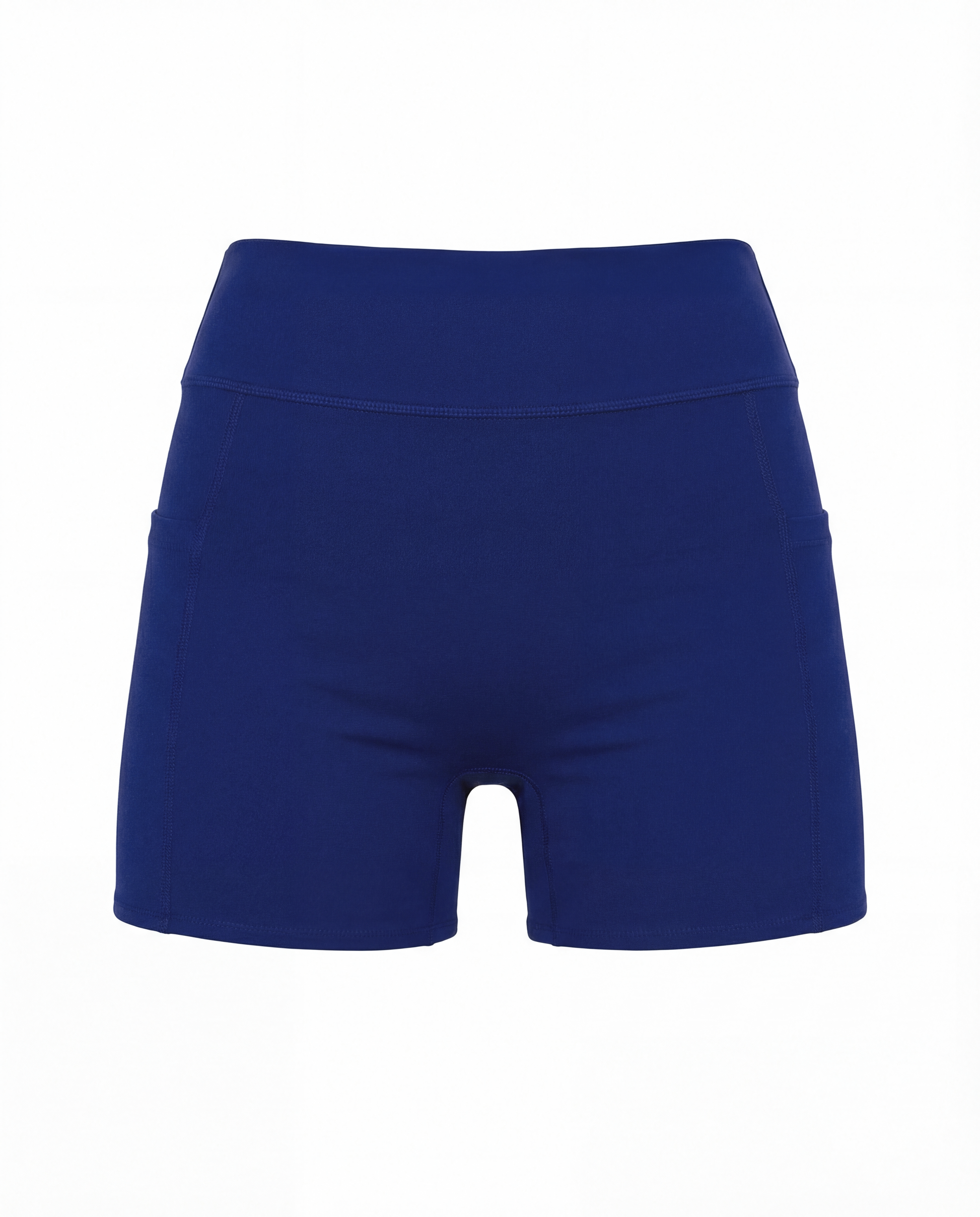 Front view of fitted navy shorts worn under a women’s tennis dress for coverage and performance.