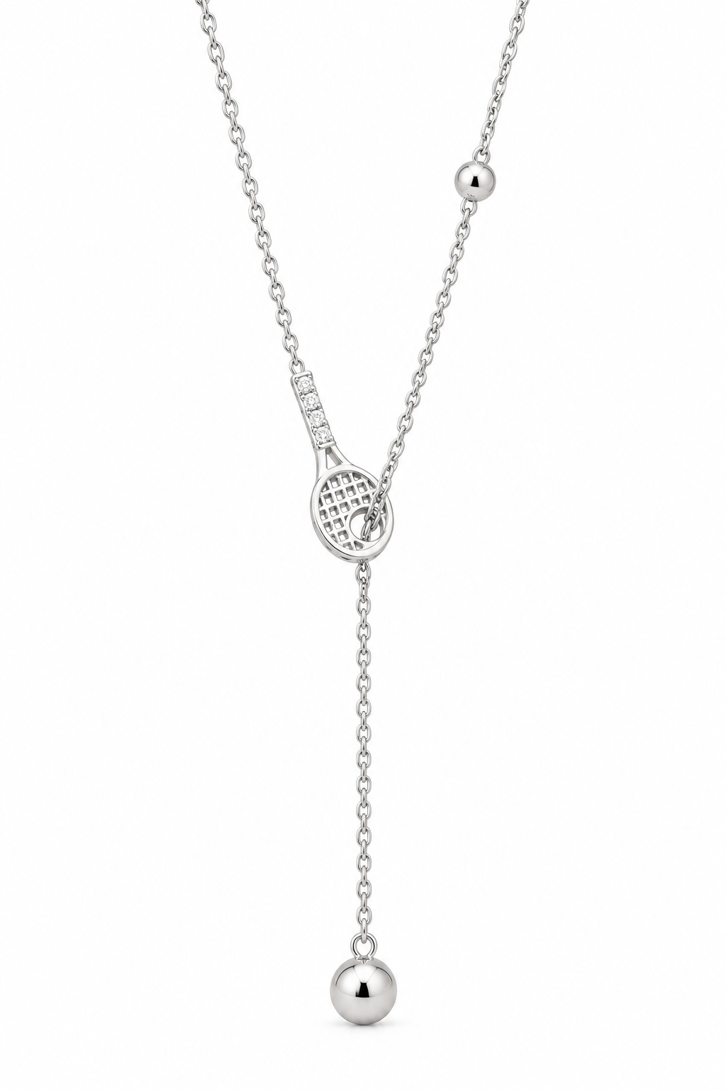 Ball Through Tennis Racquet Necklace