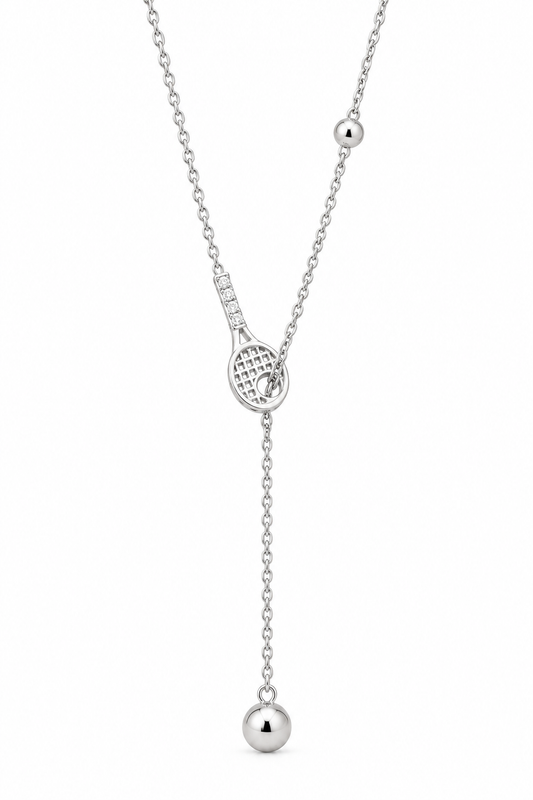 Ball Through Tennis Racquet Necklace