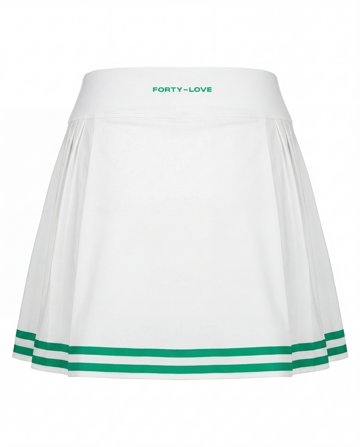 Back product image of a white women’s tennis skort showing clean waistband and tailored fit.