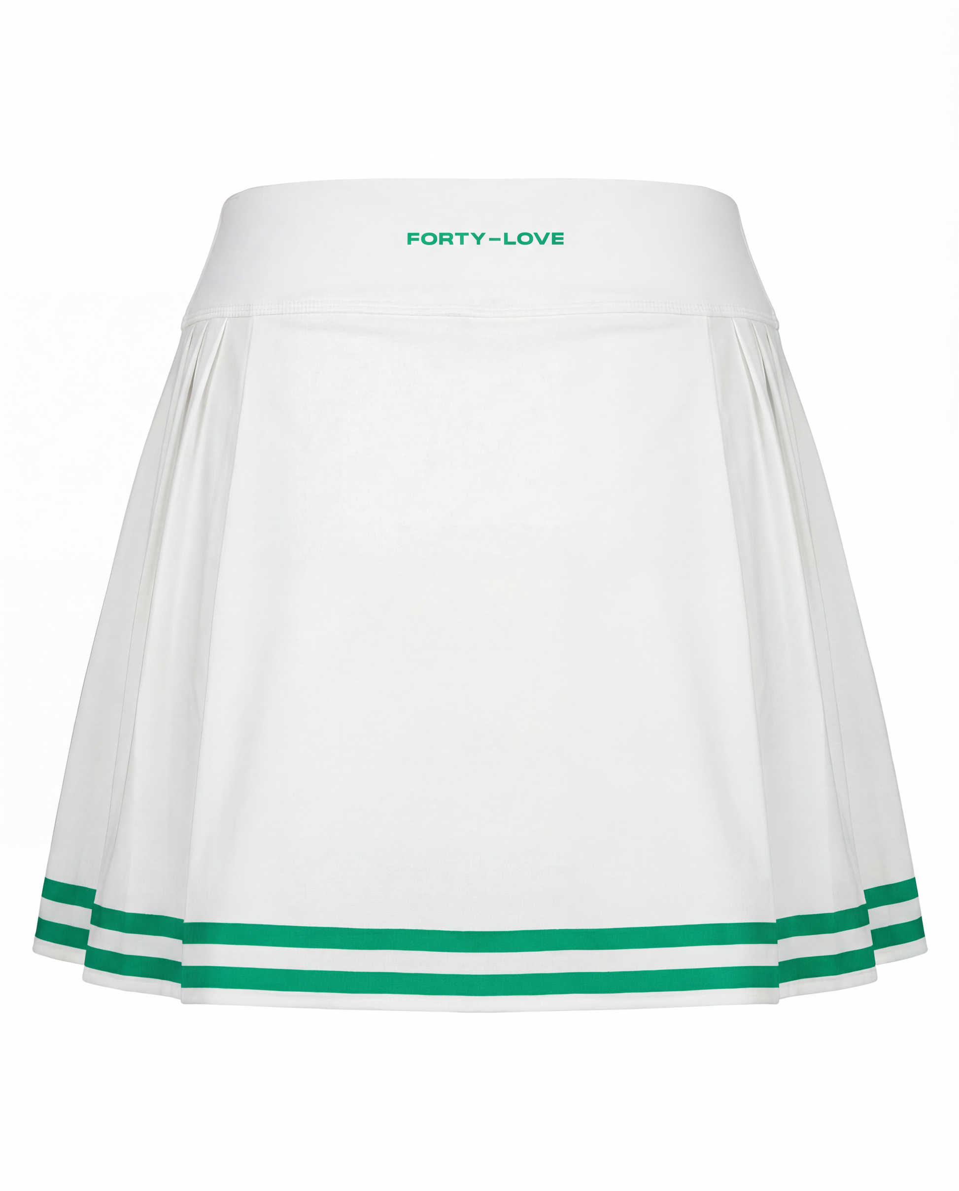 Back product image of a white women’s tennis skort showing clean waistband and tailored fit.