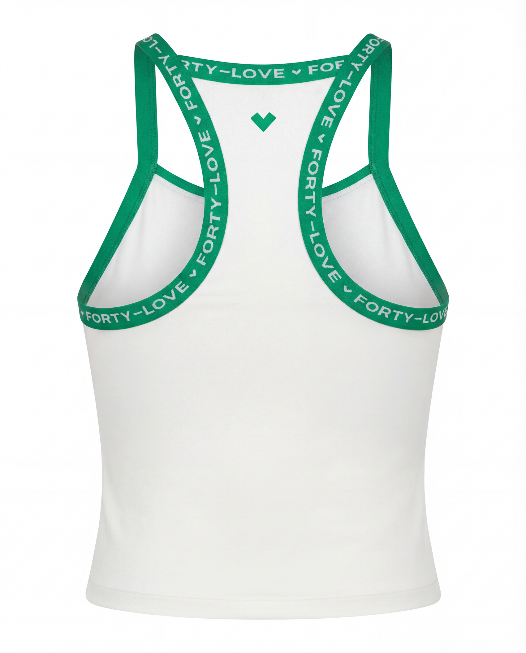 Back product image of a women’s tennis tank top, showcasing racerback cut and supportive strap design.